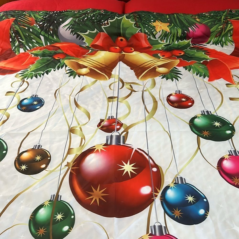 Christmas Shower Curtain Ornaments Nylon Standard Size - Picture 2 of 5